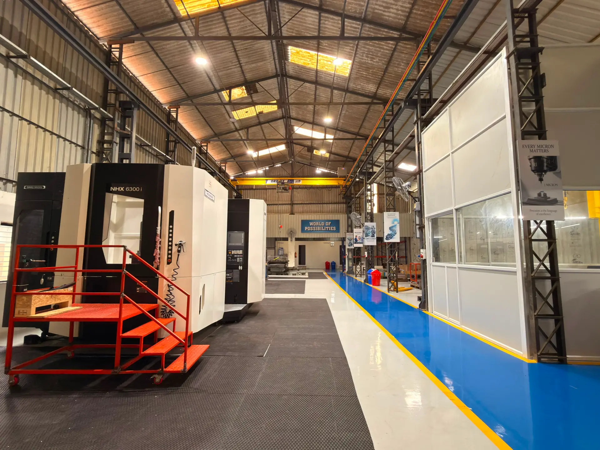 Machine shop floor with horizontal machining centres at Rajendra Industries